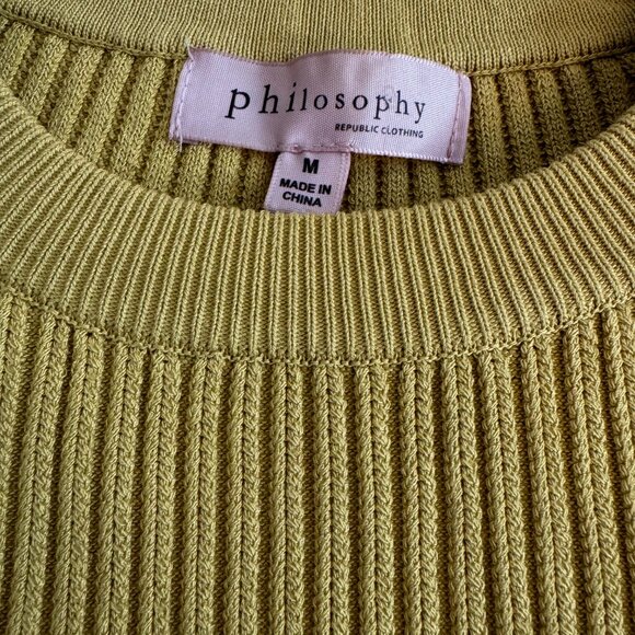 Philosophy Mustard Yellow Knitted Short Sleeves Blouse NWOT - Picture 4 of 7